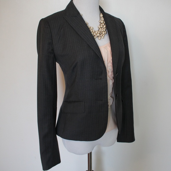 J. Crew Jackets & Blazers - J. CREW Size 2 Gray Suit Blazer Jacket w/ Stripes